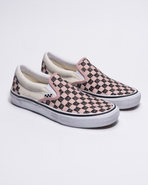 Checkered vans slide ons on sale